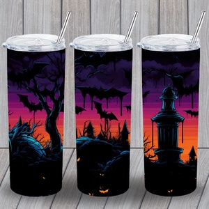 Halloween Creepy, 20 oz Skinny Tumbler Sublimation Design, Straight Tumbler Wrap, Instant Digital Download PNG