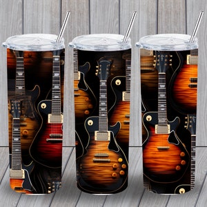Guitars, Rock n Roll, Music, 20 oz Skinny Tumbler Sublimation Design, Straight Tumbler Wrap, Instant Digital Download PNG