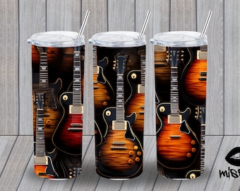 Guitars, Rock n Roll, Music, 20 oz Skinny Tumbler Sublimation Design, Straight Tumbler Wrap, Instant Digital Download PNG
