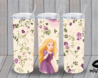 3D Rapunzel, Disney, Disney Princess, 20 oz Skinny Tumbler Sublimation Design, Straight Tumbler Wrap, Instant Digital Download PNG