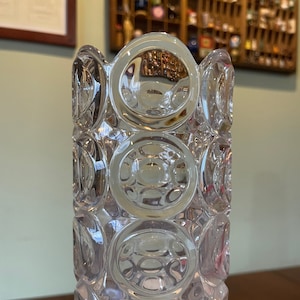 Vintage Coin Dot Tall Clear Glass Vase