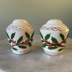 Vintage Hand Painted Christmas Salt and Pepper Shakers Made by Marge in 1958