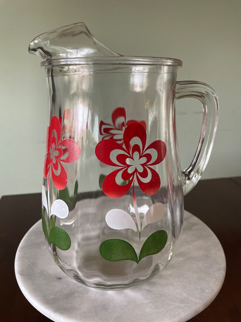 Vintage Pitcher With Set of 7 Matching Collins Glasses Etsy
