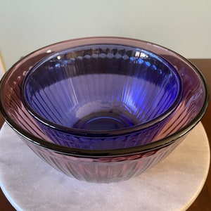 Pyrex Ribbed Mixing Bowls - Amethyst & Blue