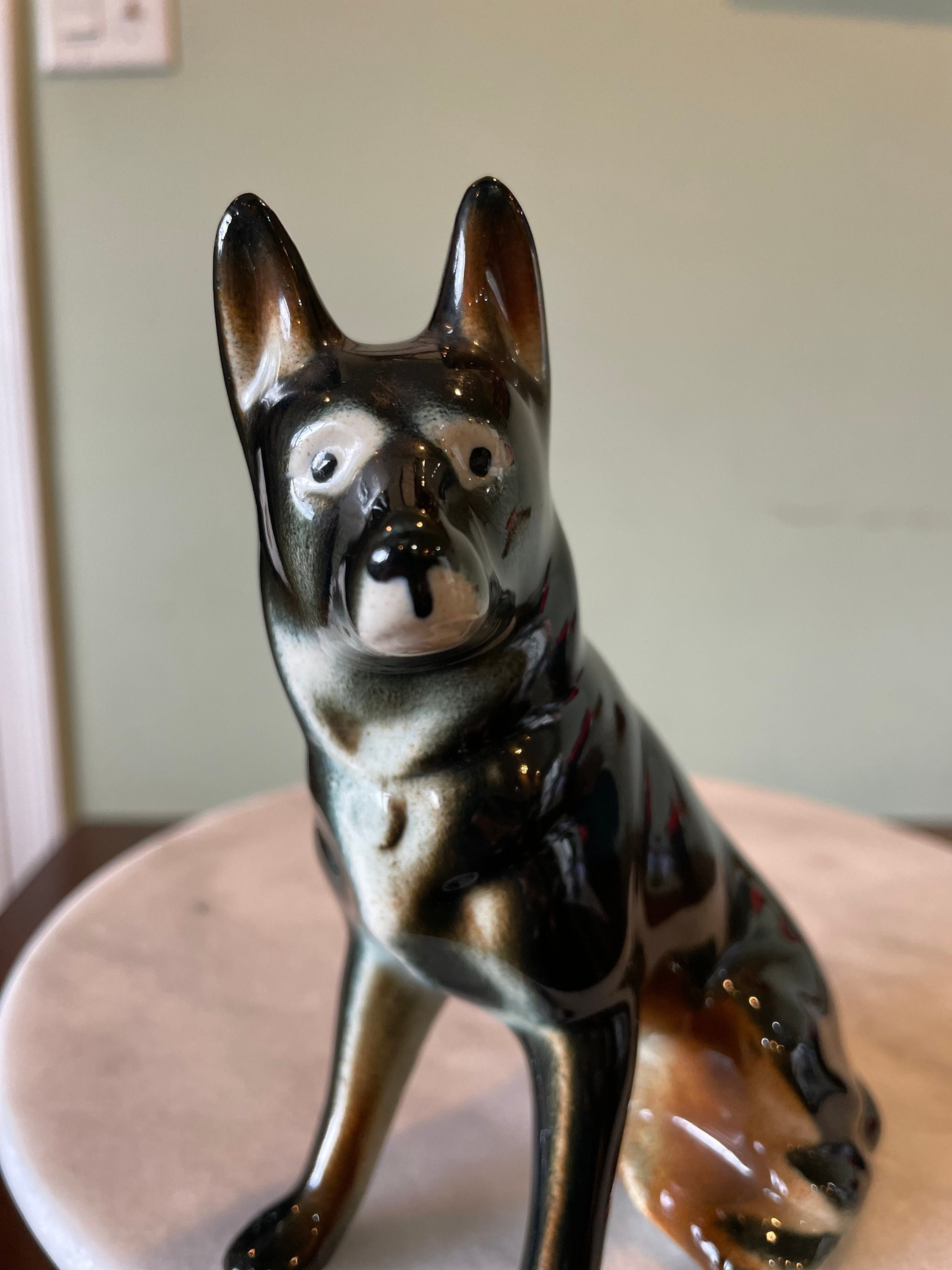 Vintage German Shepherd Ceramic Figurine Etsy
