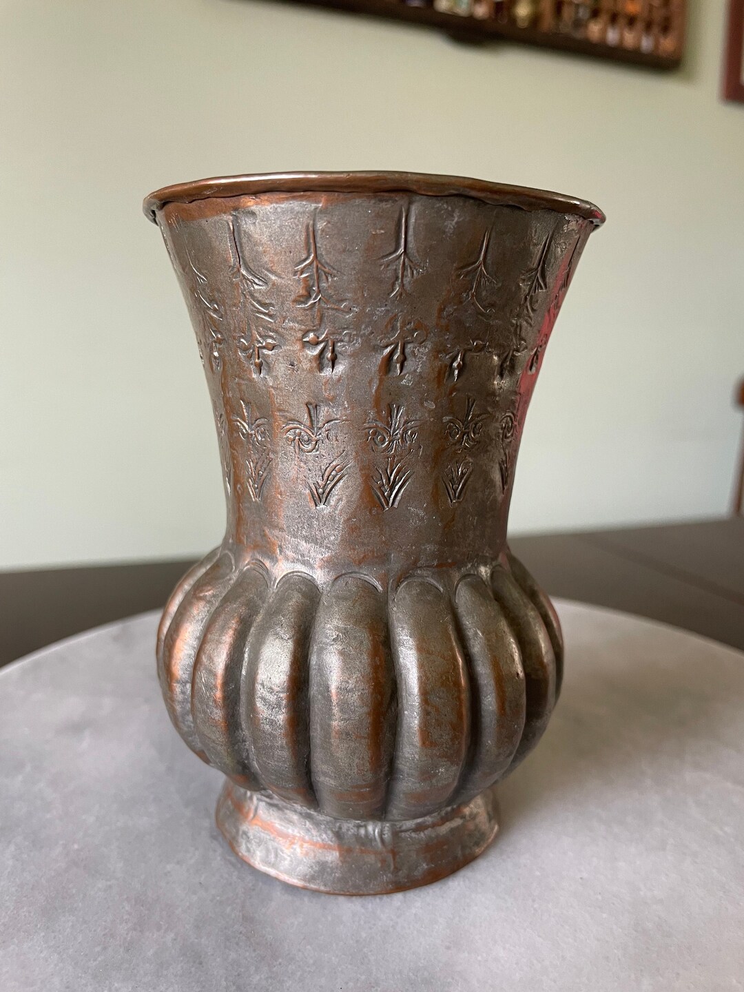 Vintage Small Metal Vase From Egypt Etsy
