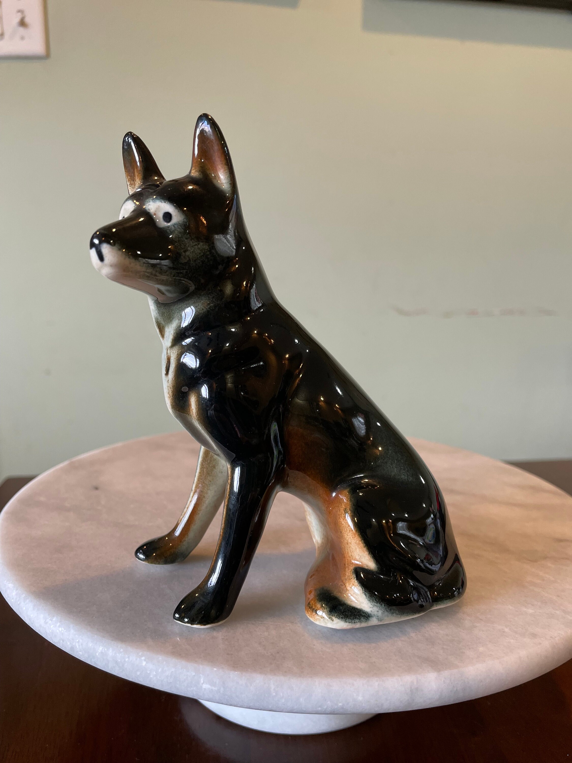 Vintage German Shepherd Ceramic Figurine Etsy