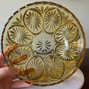 Vintage Yellow / Amber Depression Glass Bowl
