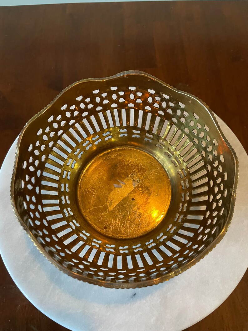 Vintage Decorative Brass Bowl Etsy