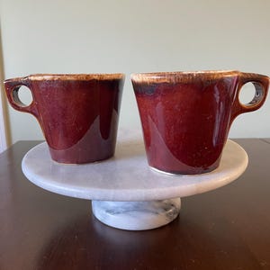 Pair of Vintage Hull Brown Drip Mugs