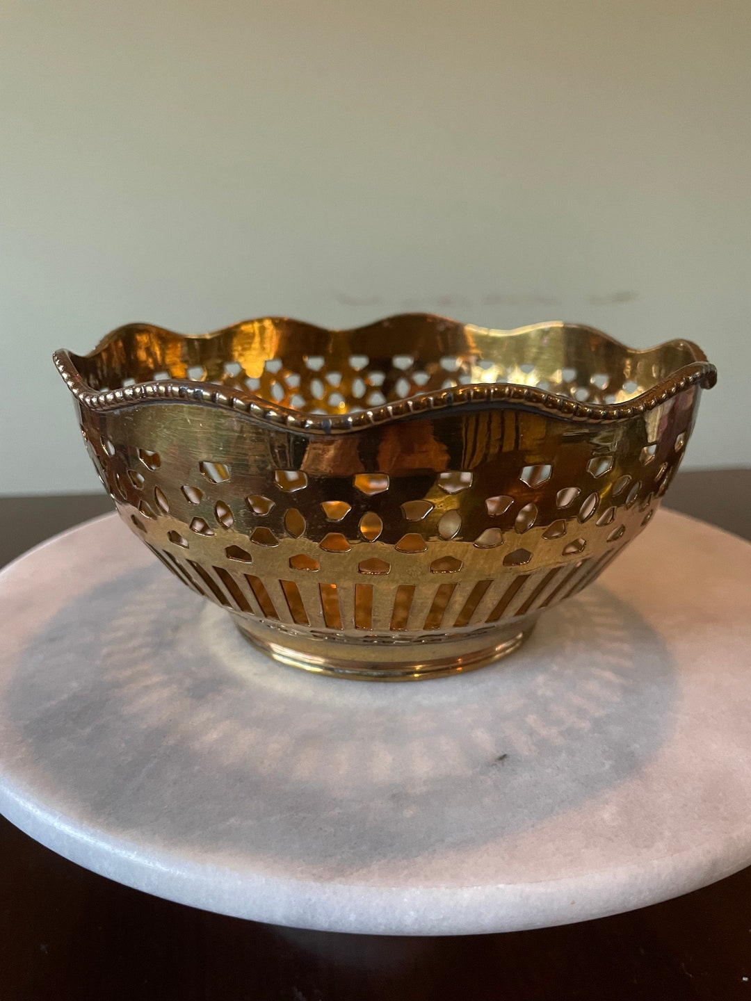 Vintage Decorative Brass Bowl Etsy
