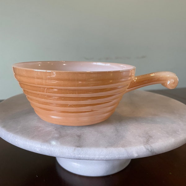 Vintage Fire King Peach Luster Bowl With Handle