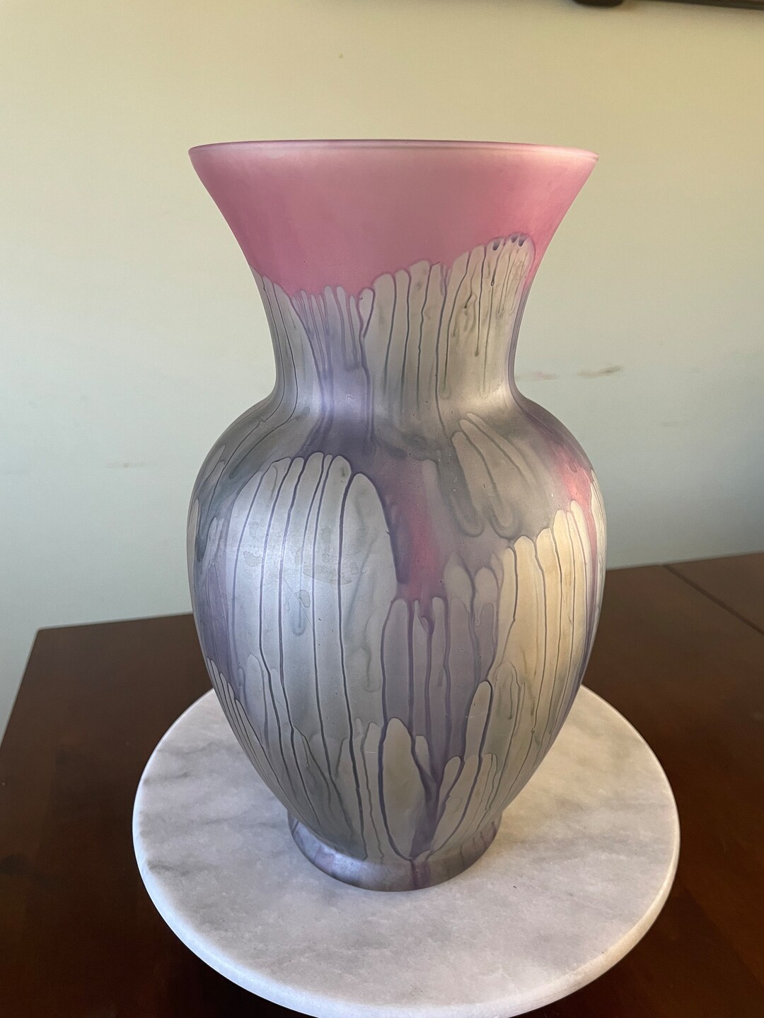 Vintage Handpainted Art Glass Vase Etsy