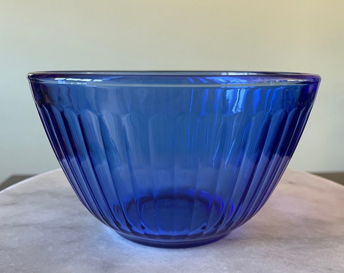 Small Pyrex Cobalt Blue Ribbed Mixing Bowl - 7401-s - Etsy