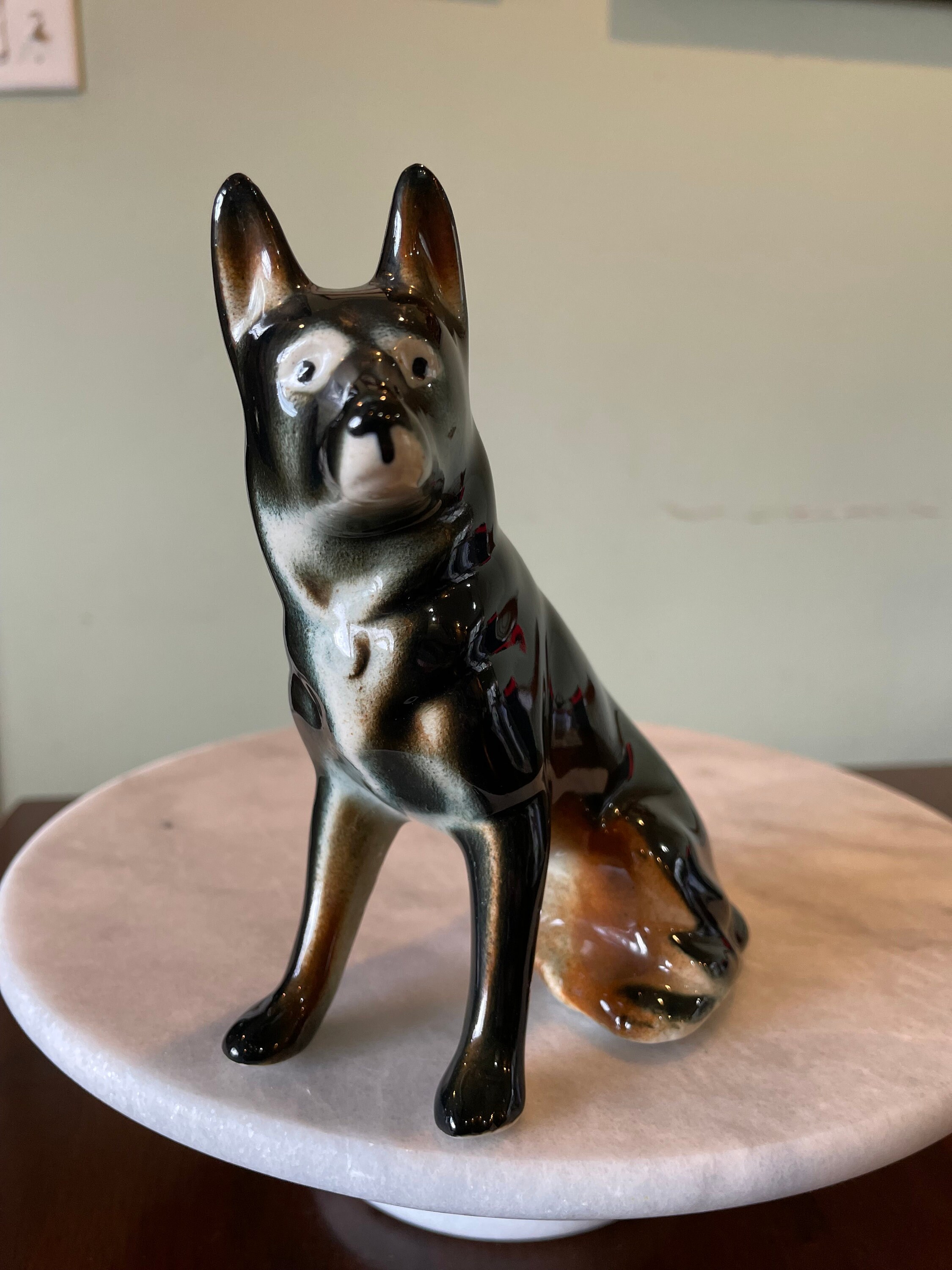 Vintage German Shepherd Ceramic Figurine Etsy