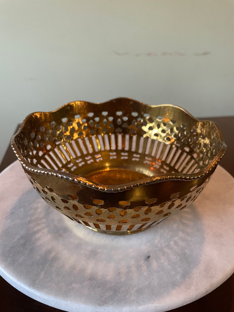Vintage Decorative Brass Bowl Etsy