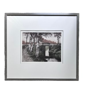 Early 20th Century Signed Landscape Colored Etching Martin Paul Muller ‘Herbstabend’ Germany