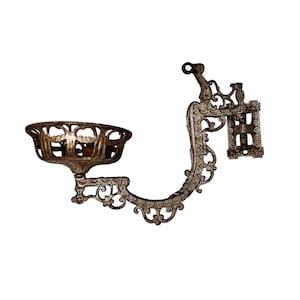 Antique Cast Iron Oil Lamp  Wall Sconce With Bracket
