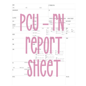 PCU RN Report Sheet | Critical Care Report Sheet | Digital Download