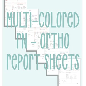 Ortho RN Report Sheets | Orthopedics Report Sheets | Multicolored Digital RN Report Sheets | Digital Download