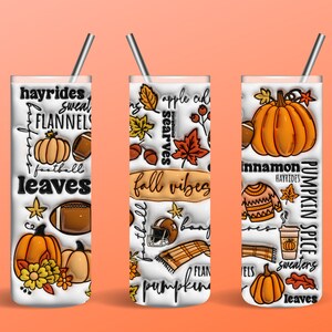 Fall Tumbler - Pumpkins - Football - Fall Leaves