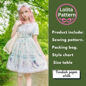 Sewing Patterns Dress Lolita Dress pattern women&#39;s short-sleeved dress Lolita Dress Pattern Women&#39;s Sling Dress Garment Sewing