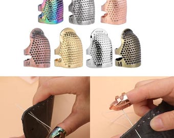 Vintage Finger Protector Thimble Set - 2pcs Antique Long Nail Sewing Tools for Needlework & Embroidery Accessories