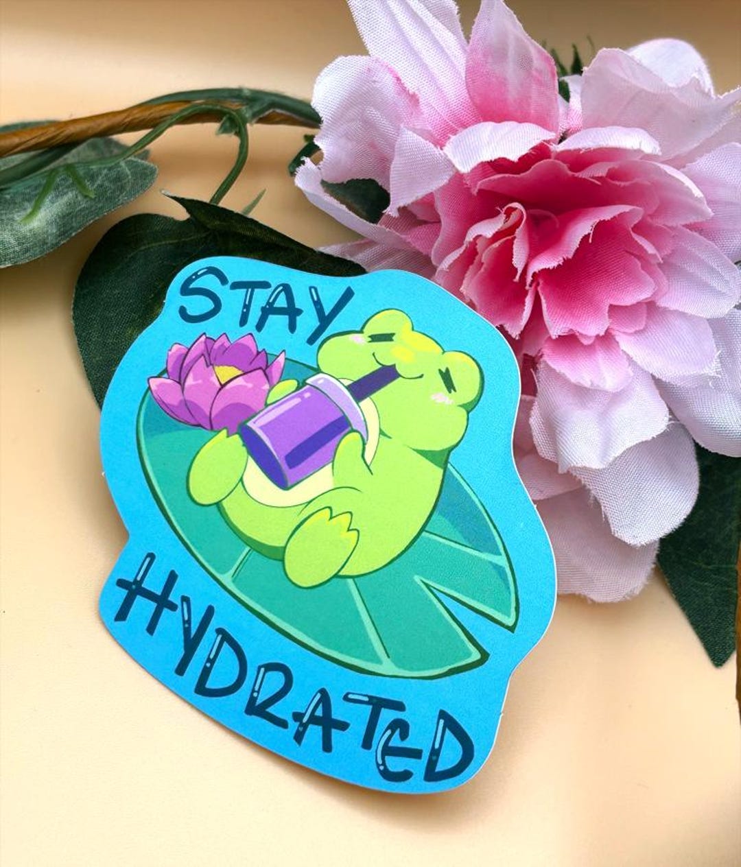 Stay Hydrated Frog Vinyl Sticker | Waterproof Weatherproof Sticker - Etsy