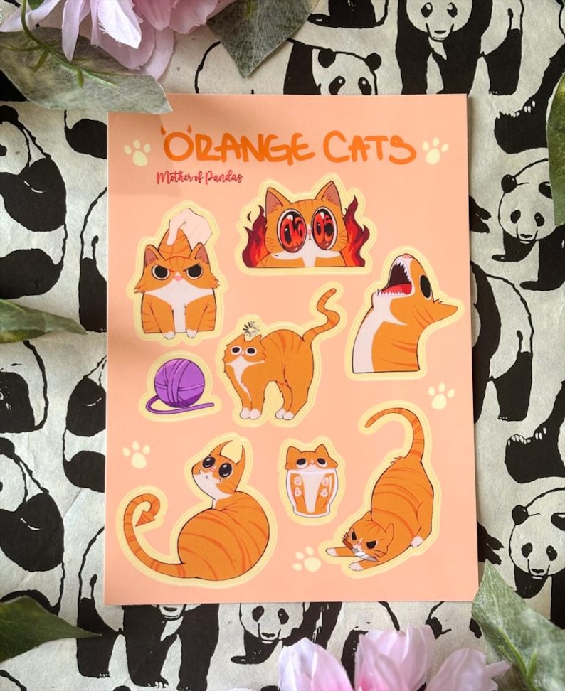 Orange Cat Sticker Sheet - Etsy