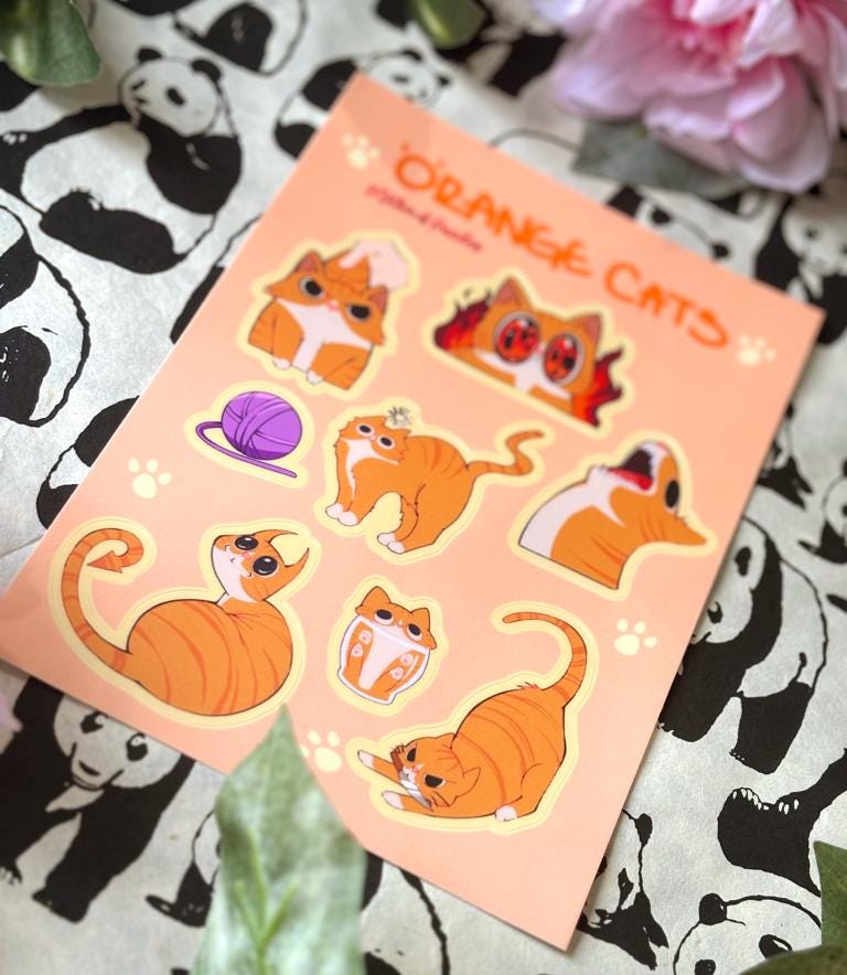 Orange Cat Sticker Sheet - Etsy