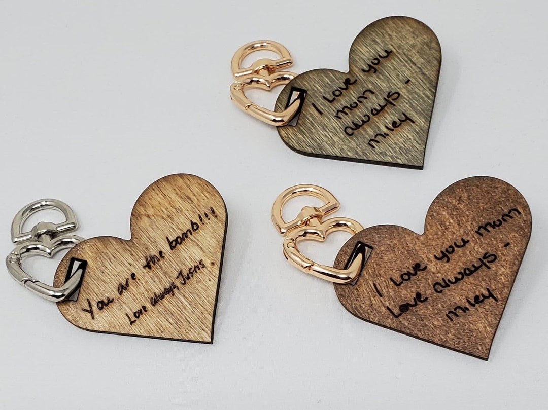 Personalize/customized Heart Keychain Hand Written Engraved Notes ...