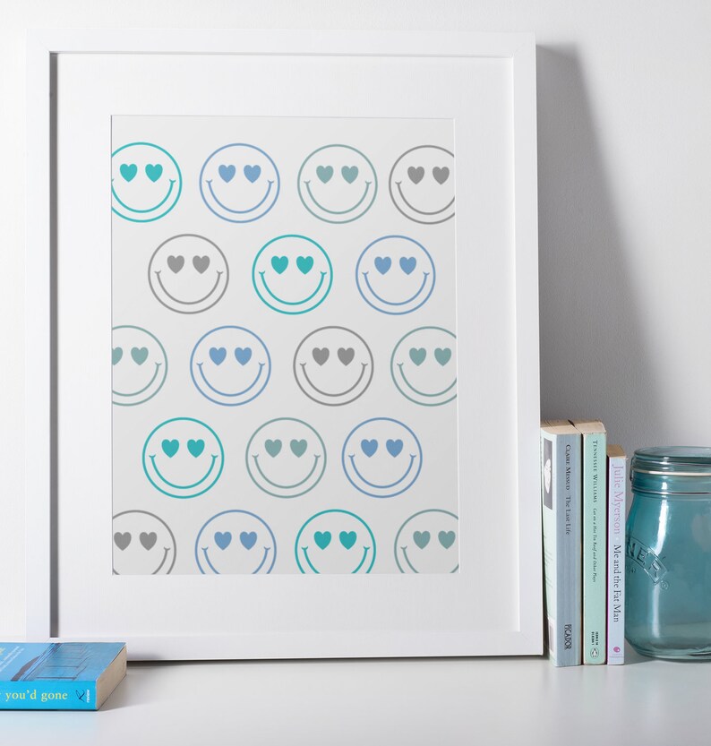 Smiley Print Smiley Face Poster Smiley Art Trendy Wall Art Etsy