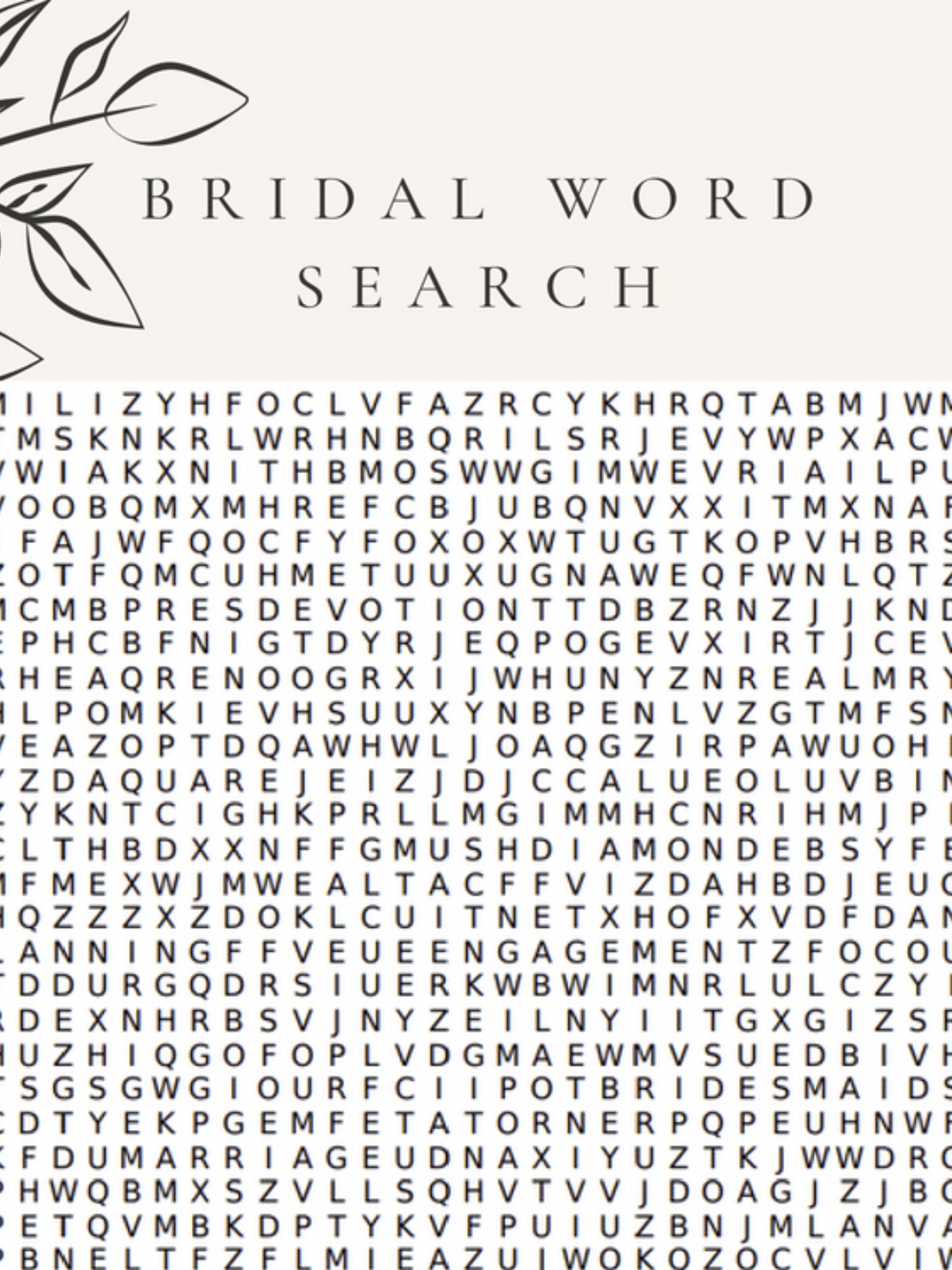 Bridal Word Search Game, Word Search Puzzle, Bridal Shower Games ...