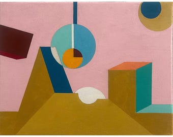 Geometric Acrylic Painting on Canvas, Original Wall Art (11x14)