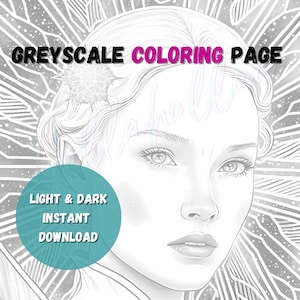 Adult Coloring Page Greyscale Instant Download Snow Queen Portrait  Premium Grayscale Colouring Printable Fairytale Fairies PDF and JPEG