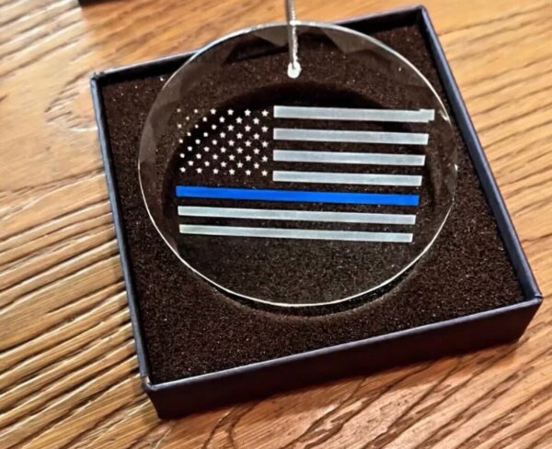 Thin Blue Line Christmas Ornament 