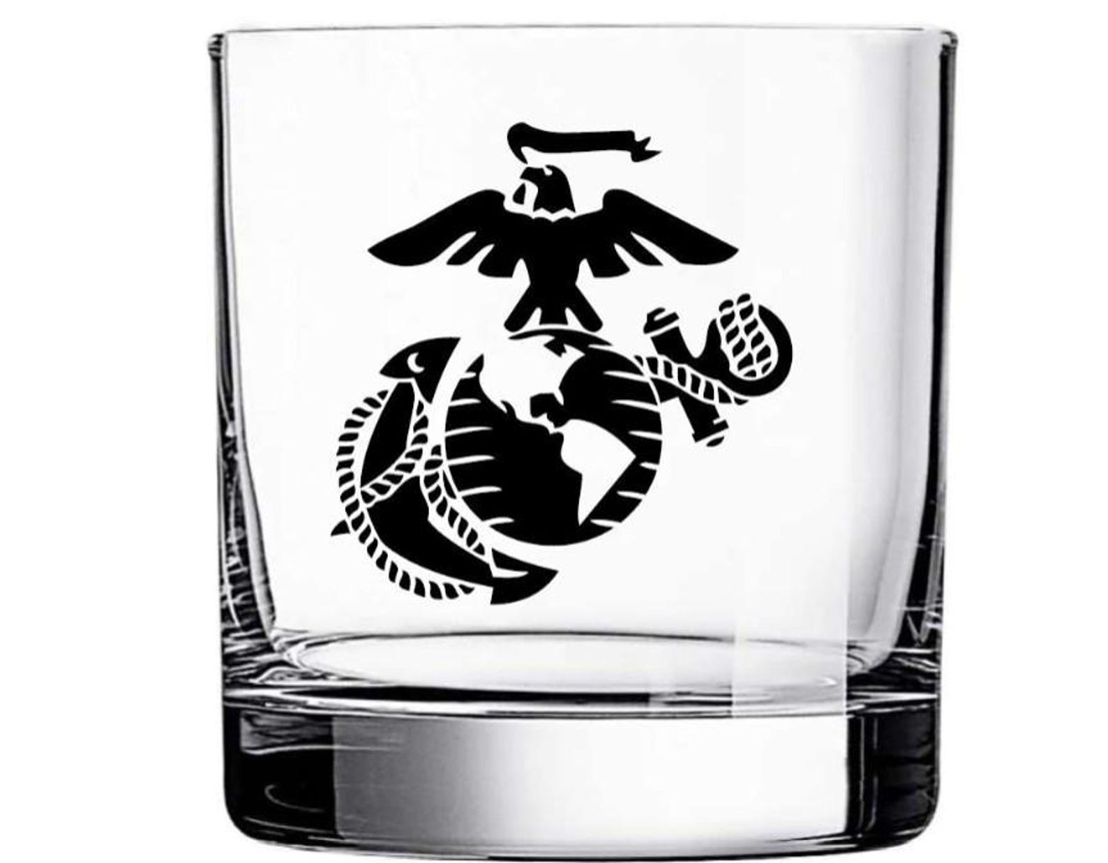 USMC Whiskey Glass – Old School EGA Logo – Custom Engraved Marine Corps ...