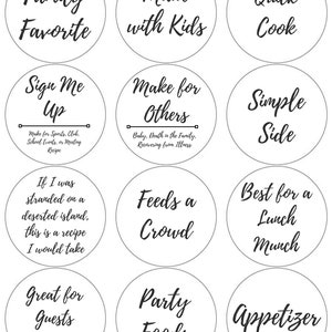 Recipe Stickers: Label your Recipes - Menu Planner - Printable Recipe Label
