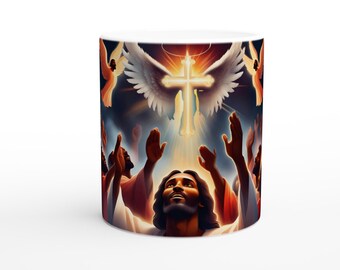 Taza cristiana "Gloriosa" - Taza de café de cerámica blanca de 325 ml