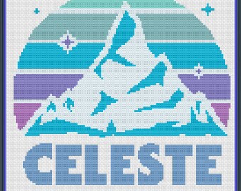 Celeste Logo Cross Stitch Pattern, Video Game Cross Stitch Pattern, Modern Cross Stitch