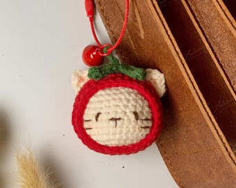 Crochet Cute Strawberry Cat, Crochet Keychain, Amigurumi Keychain, Birthday Gift, Bag Decoration