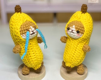 Crochet Banana Cat, Crochet Keychain, Amigurumi Keychain, Amigurumi Plushie, Gift, Bag Decoration