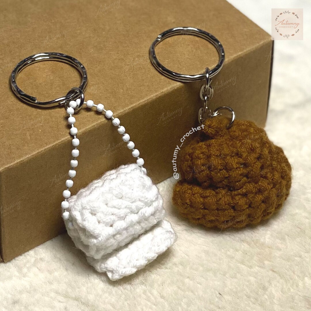 Crochet Poopy and Toilet Pape Roll Keychains, Amigurumi Keychain
