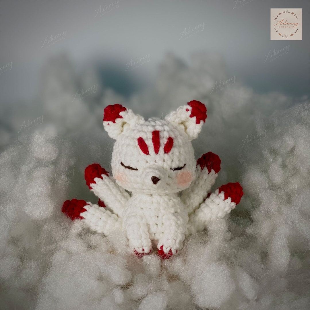 Crochet Kitsune, Crochet Nine-tails Fox, Amigurumi Plushie, Decoration ...