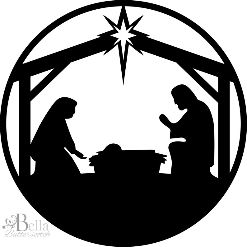 Christmas Nativity Scene, Silhouette, Beautiful Religious Nativity ...
