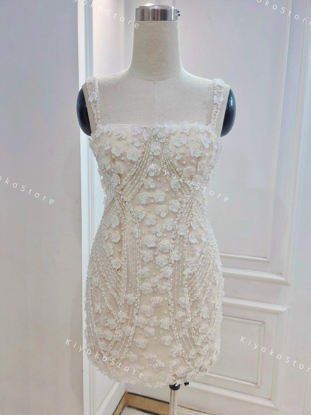 Reception Dress. Wedding Dress. Custom Wedding Dress. Short Beaded ...