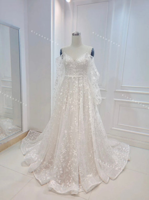 Star A-line Wedding Dress. Custom Wedding Dress. Beach Wedding Dress. Formal Wedding Dress. Boho Wedding Dress.