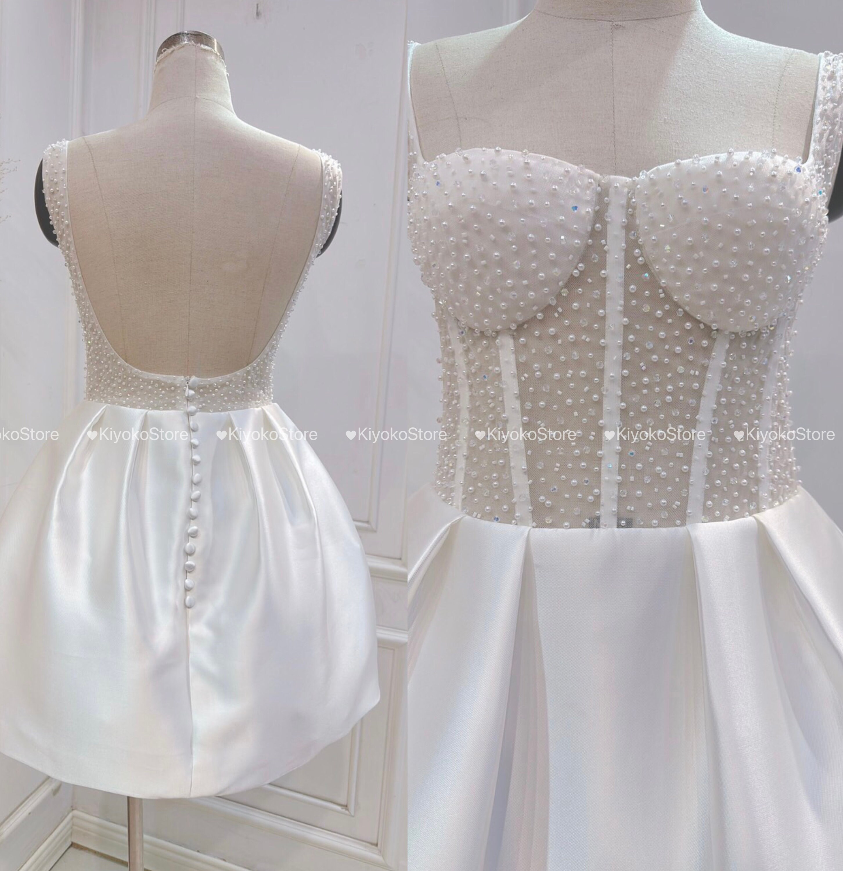 Luxurious Short Beaded Wedding Dress. Custom Wedding Dress. Beautiful ...