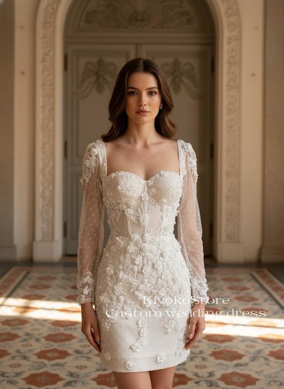 short evening wedding dresses Short Wedding Dress Shiori with Detachable Straps