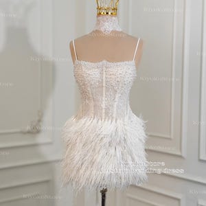 faux feather trim collar short dress Feather Trim Mini Dress